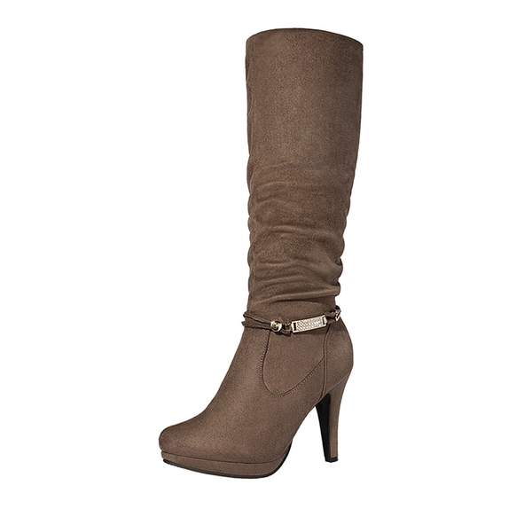 Knee High Platform Heel Boots - NATURAL -  0