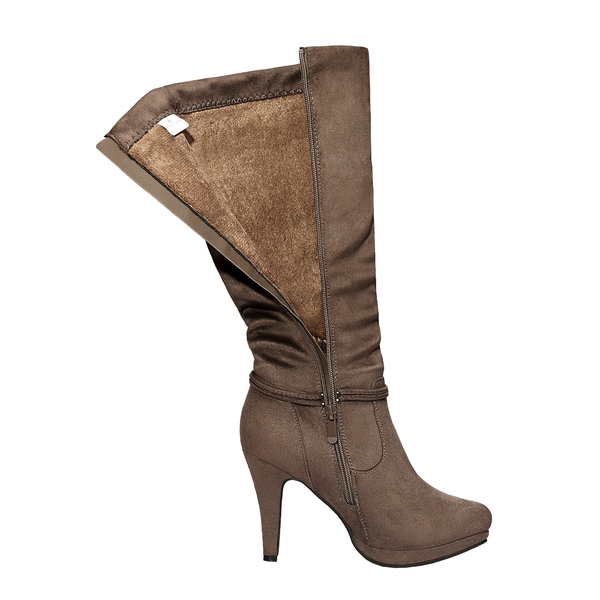 Knee High Platform Heel Boots - NATURAL - 2