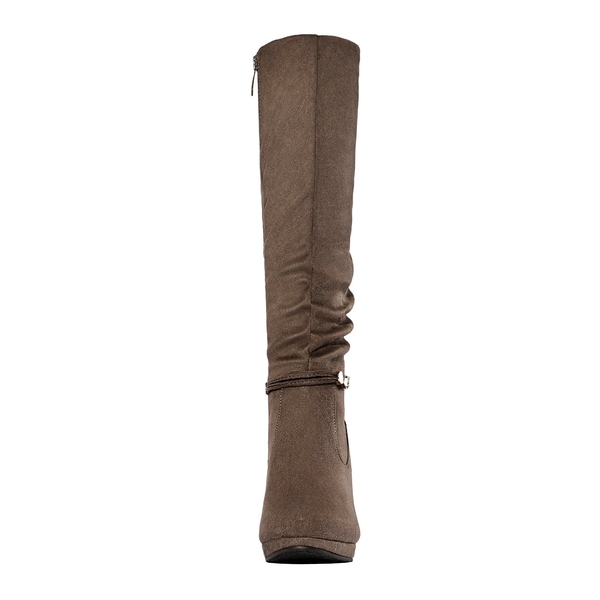 Knee High Platform Heel Boots - NATURAL - 3