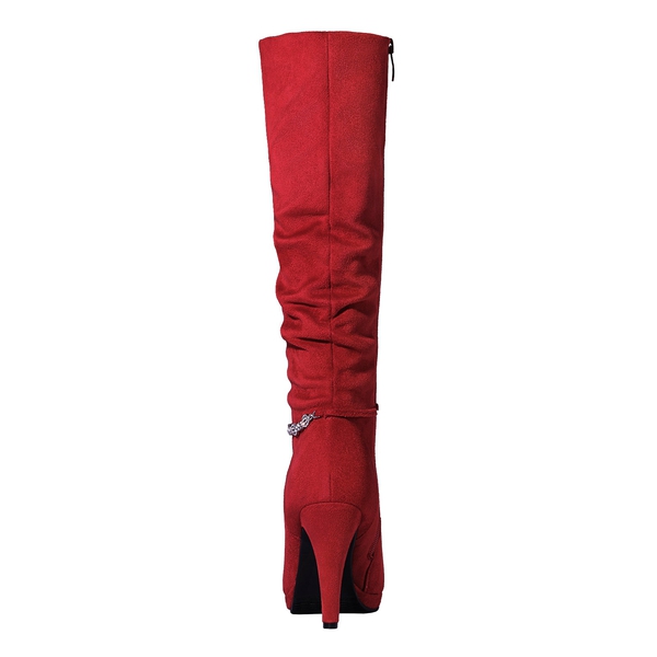 Knee High Platform Heel Boots - RED - 4