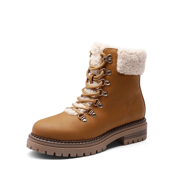 Fur Lined Warm Winter Ankle Boots - BROWN -  0
