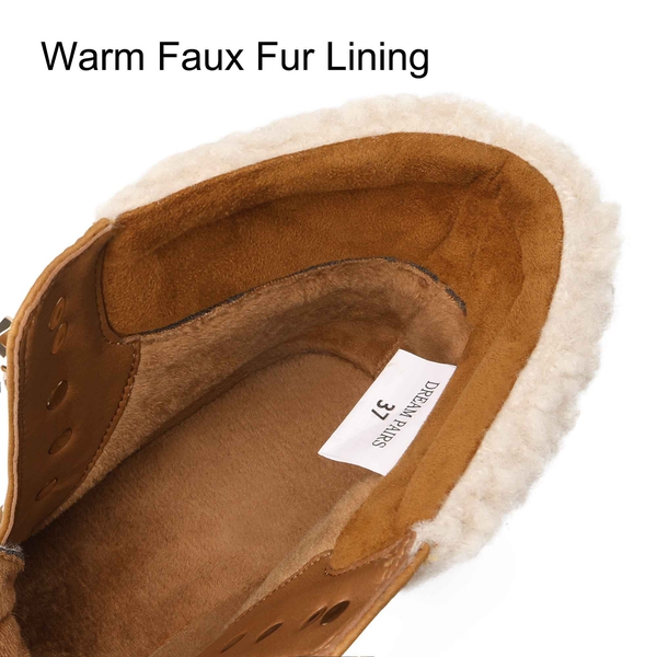 Fur Lined Warm Winter Ankle Boots - BROWN - 4