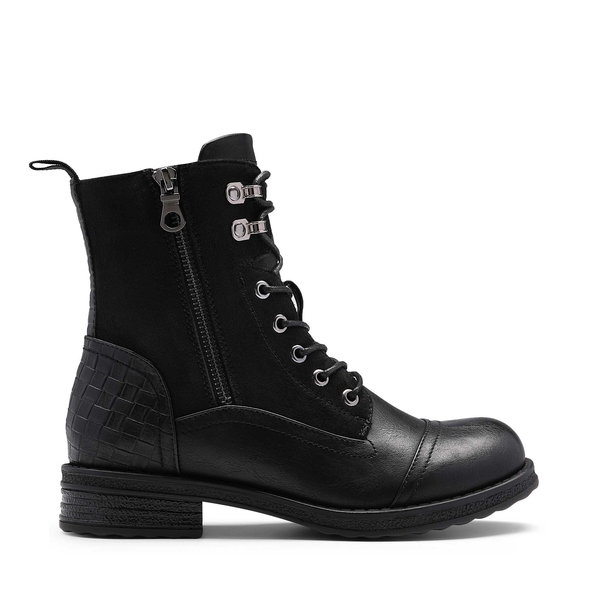 Side Zipper Ankle Combat Boots - BLACK - 2