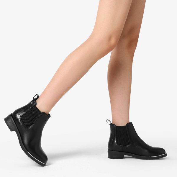 Elastic Chunky Chelsea Boots - BLACK - 1