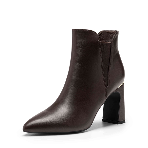 Chunky High Heel Chelsea Boots - BROWN -  0