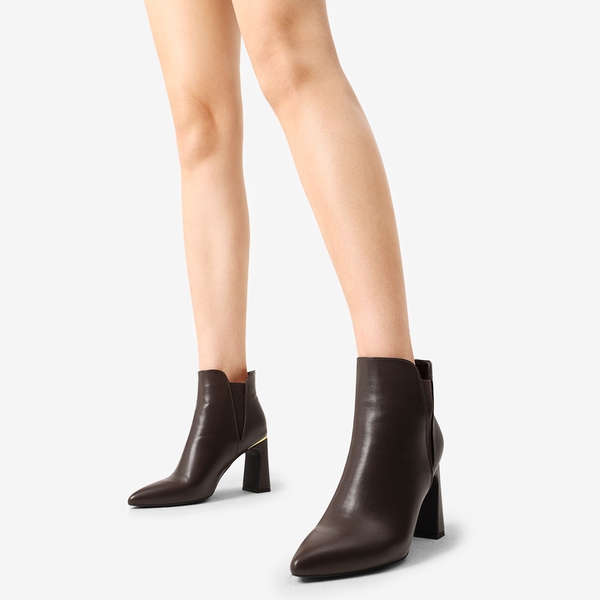 Chunky High Heel Chelsea Boots - BROWN - 1