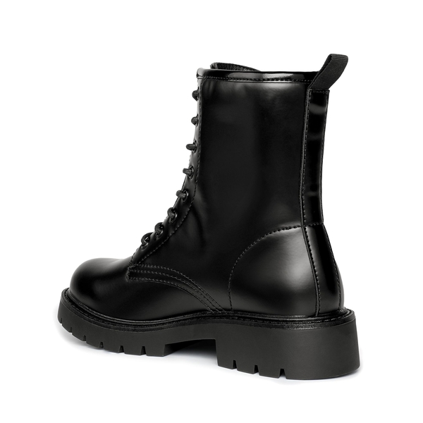 Lace Up Chunky Combat Ankle Boots - BLACK - 3