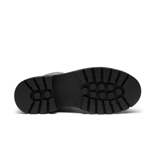 Lace Up Chunky Combat Ankle Boots - BLACK - 4