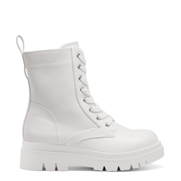 Chelsea Platform Lace Up Boots - WHITE - 2