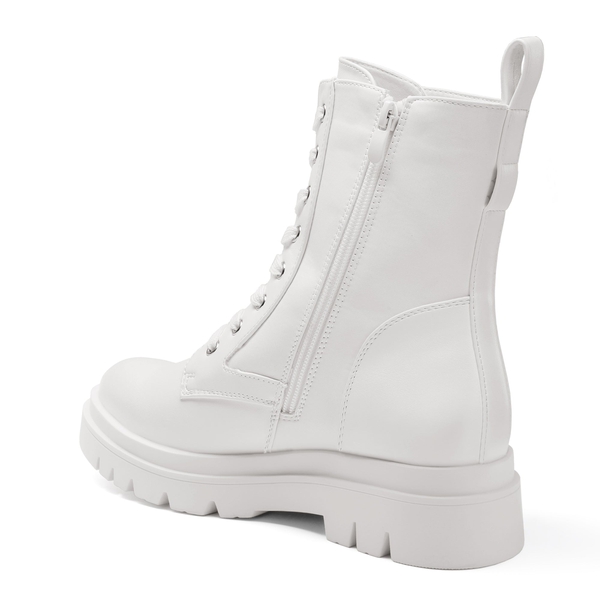 Chelsea Platform Lace Up Boots - WHITE - 3