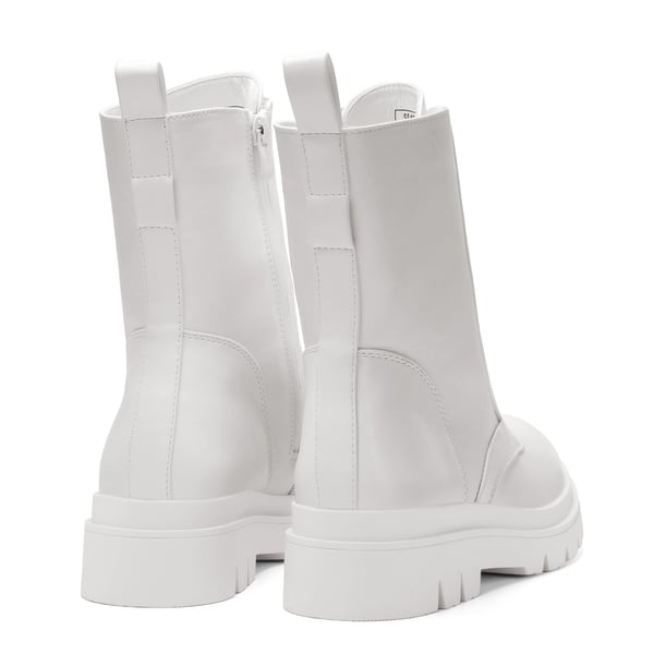 Chelsea Platform Lace Up Boots - WHITE - 4