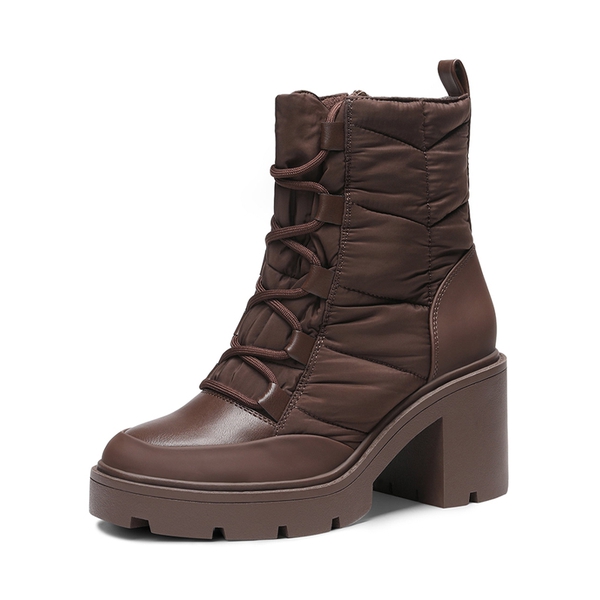 Chelsea Lace Up Platform Booties - BROWN -  0