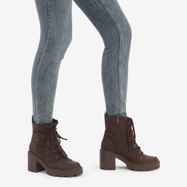 Chelsea Lace Up Platform Booties - BROWN - 1