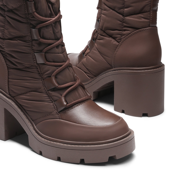 Chelsea Lace Up Platform Booties - BROWN - 4