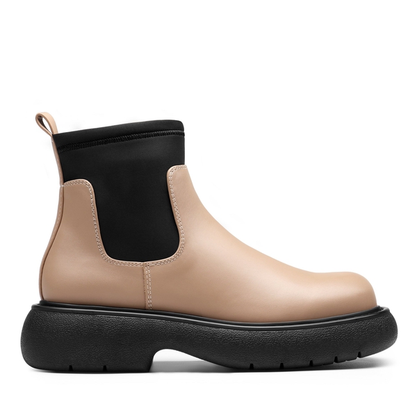 Elastic Platform Chelsea Booties - KHAKI - 2