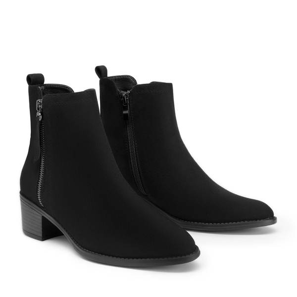Pointed Toe Size Zip Ankle Boots - BLACK - 4