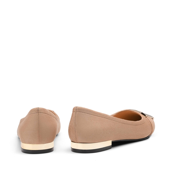 Square Metal Pointed Toe flat shoes - PINK - 3