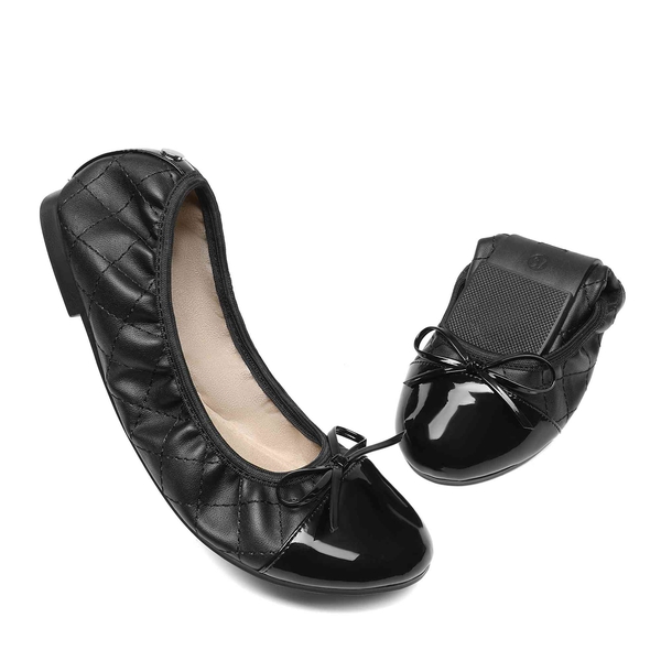 Bow Ballet Flat Shoes  - BLACK - 3