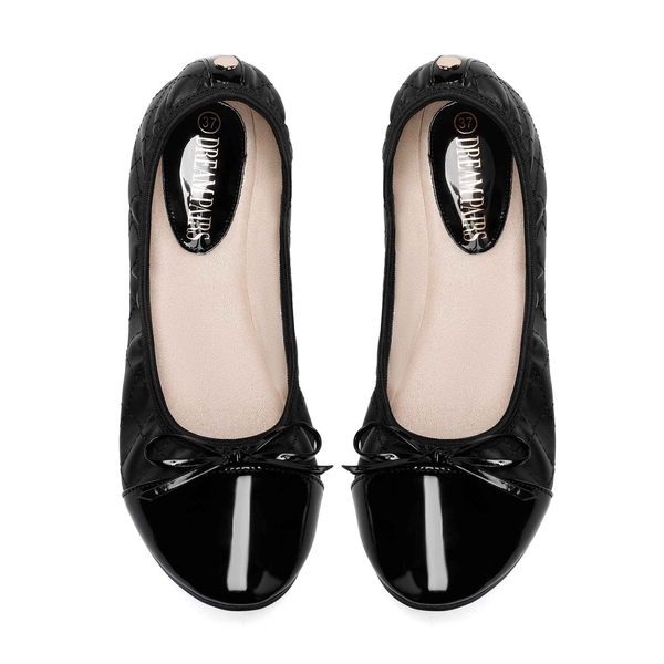 Bow Ballet Flat Shoes  - BLACK - 5