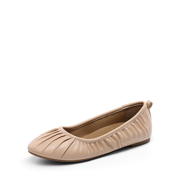 Pleated Ballet Flats - NUDE -  0