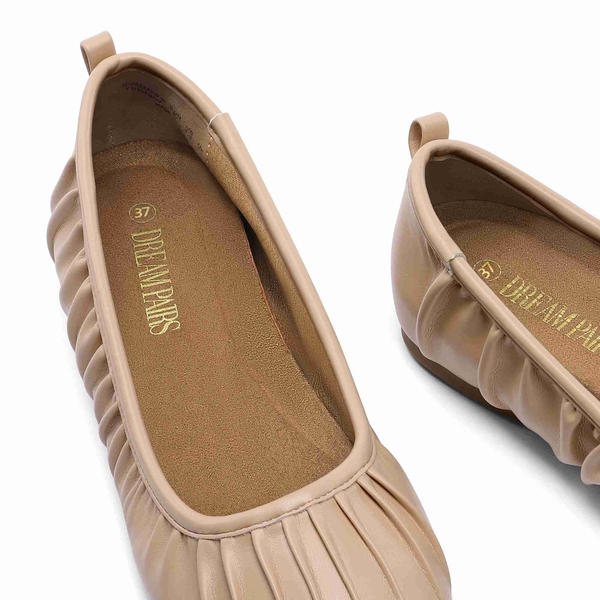 Pleated Ballet Flats - NUDE - 4