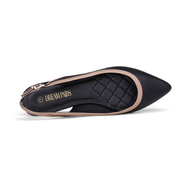 Pointed Toe Slingback Ballet Flats - BLACK - 3