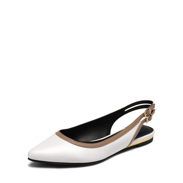 Pointed Toe Slingback Ballet Flats - WHITE -  0