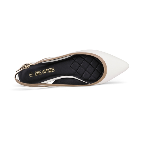 Pointed Toe Slingback Ballet Flats - WHITE - 3