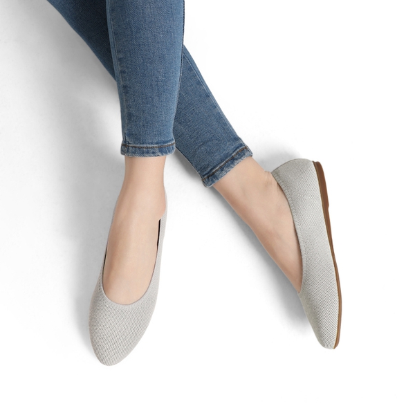 Pointed Toe Knitted Work Flats - SILVER - 1