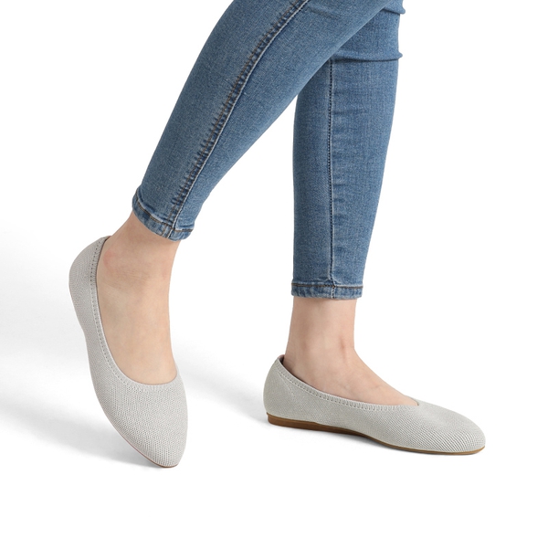 Pointed Toe Knitted Work Flats - SILVER - 5