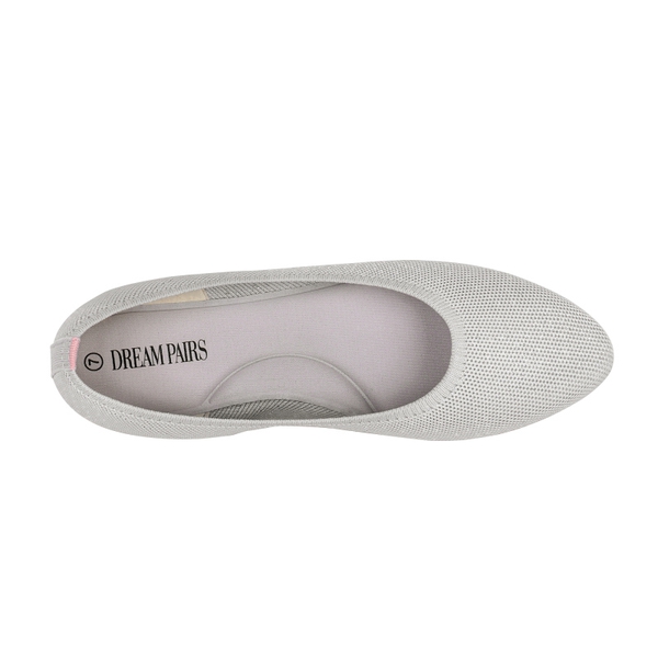 Pointed Toe Knitted Work Flats - SILVER - 4