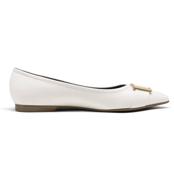 Comfortable Pointed Toe Slip-On Ballet Flats - WHITE - 3