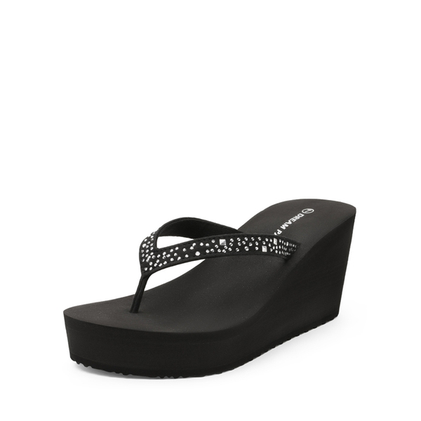 Comfortable Platform Flip Flops - BLACK -  0