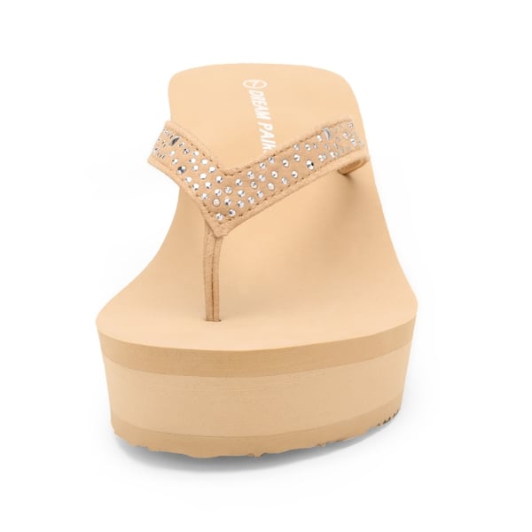 Comfortable Platform Flip Flops - NUDE - 2