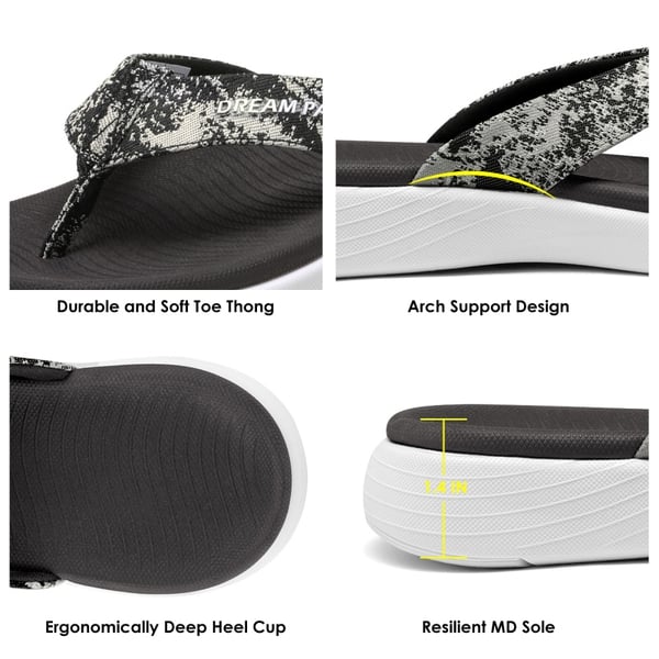 Comfortable Flip Flops With Arch Support - BLACK - 4