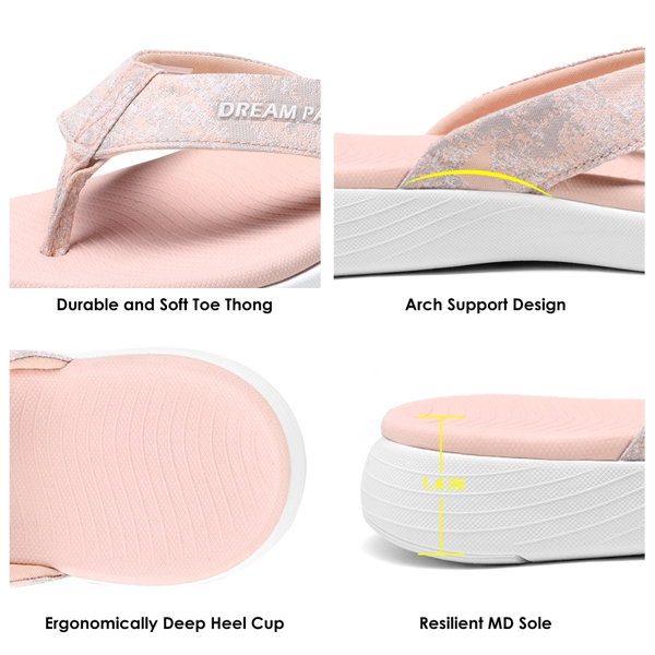 Comfortable Flip Flops With Arch Support - PINK - 4