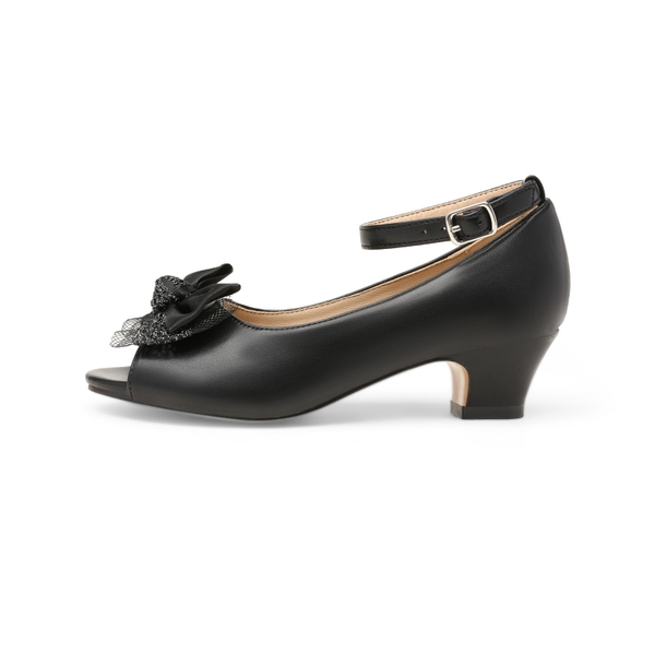 Low Heel Flower Girls Dress Shoes - BLACK - 1