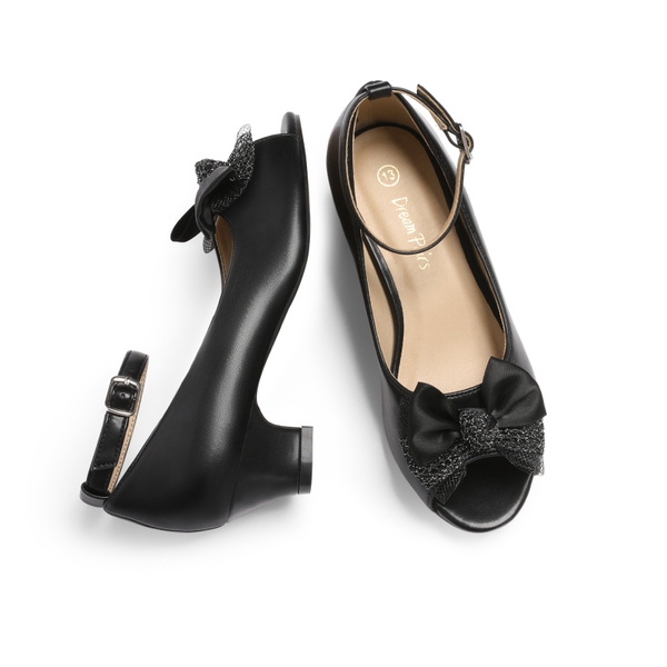 Low Heel Flower Girls Dress Shoes - BLACK - 3