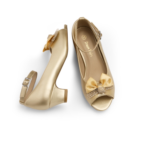 Low Heel Flower Girls Dress Shoes - GOLD - 3