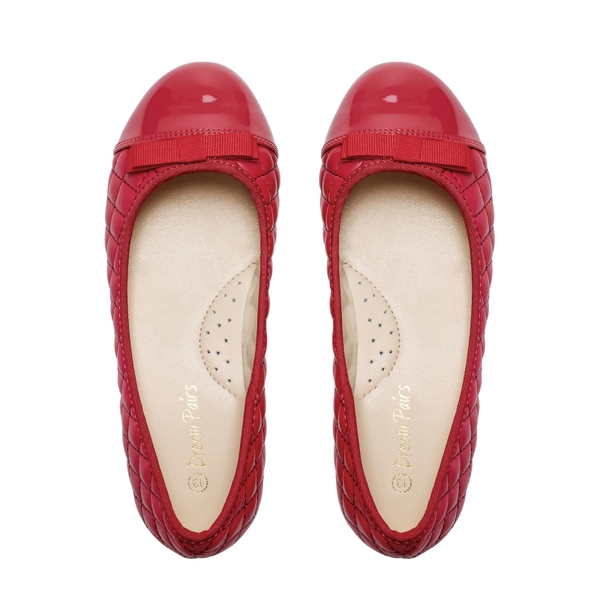 Girls Bow Flower Ballerina Flats - RED - 2