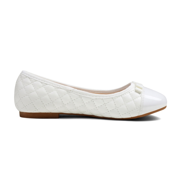 Girls Bow Flower Ballerina Flats - WHITE - 1