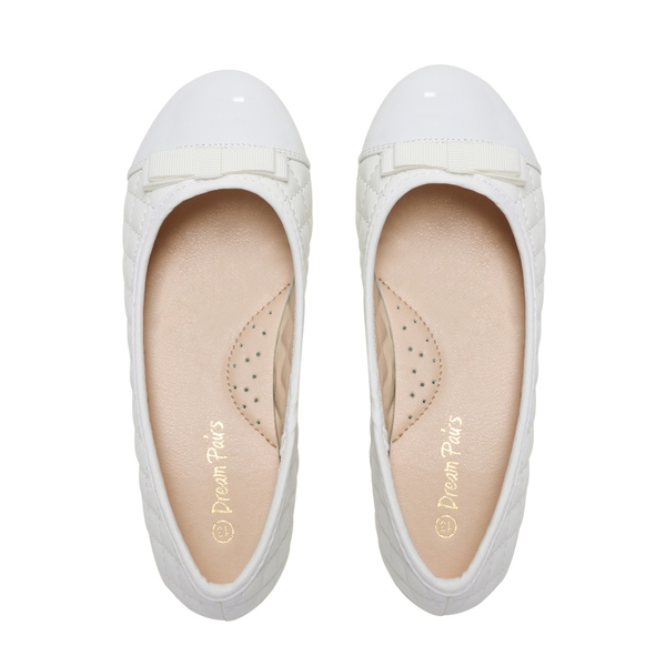 Girls Bow Flower Ballerina Flats - WHITE - 2