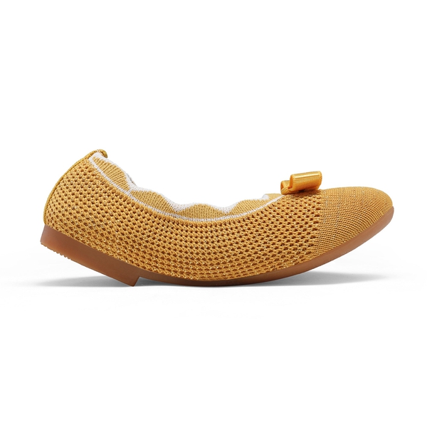 Girls Knitted Slip On Ballet Flats - YELLOW - 2