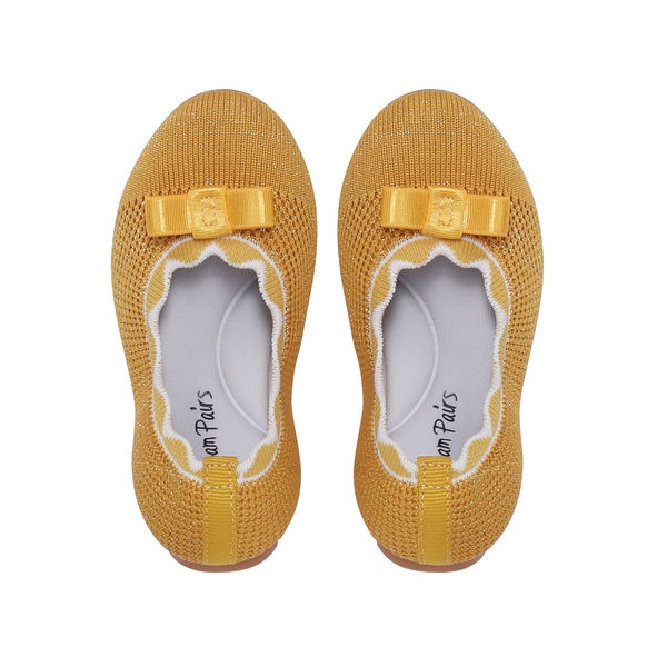 Girls Knitted Slip On Ballet Flats - YELLOW - 4