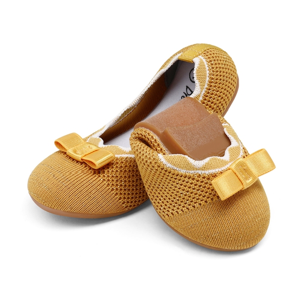 Girls Knitted Slip On Ballet Flats - YELLOW - 5