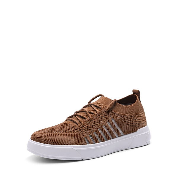 Low Top Lace up Sock Sneakers - BROWN -  0
