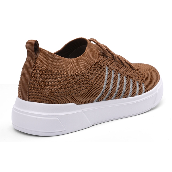 Low Top Lace up Sock Sneakers - BROWN - 4