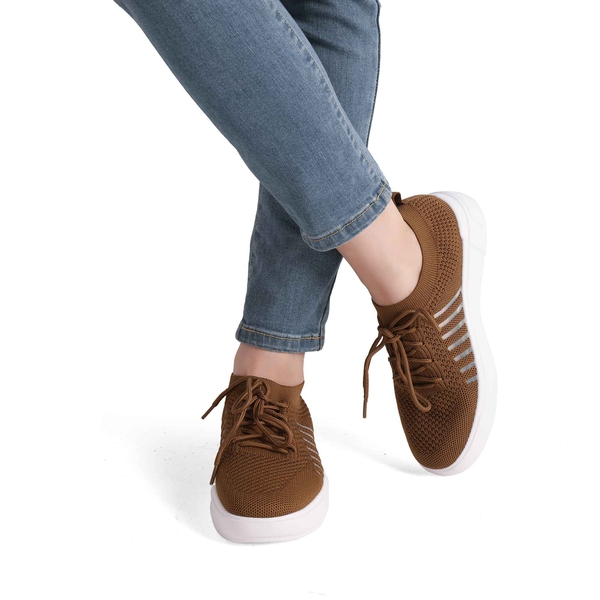Breathable Slip On Mesh Sneakers - BROWN - 1