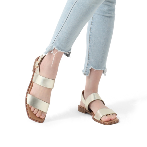 Casual Open Toe Flat Sandals - GOLD - 2