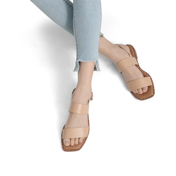 Casual Open Toe Flat Sandals - NUDE - 1